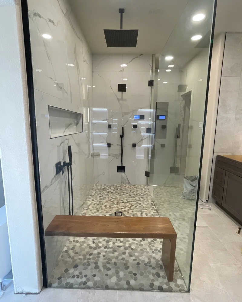Finished walk-in shower remodel by Bravo Zulu Restoration